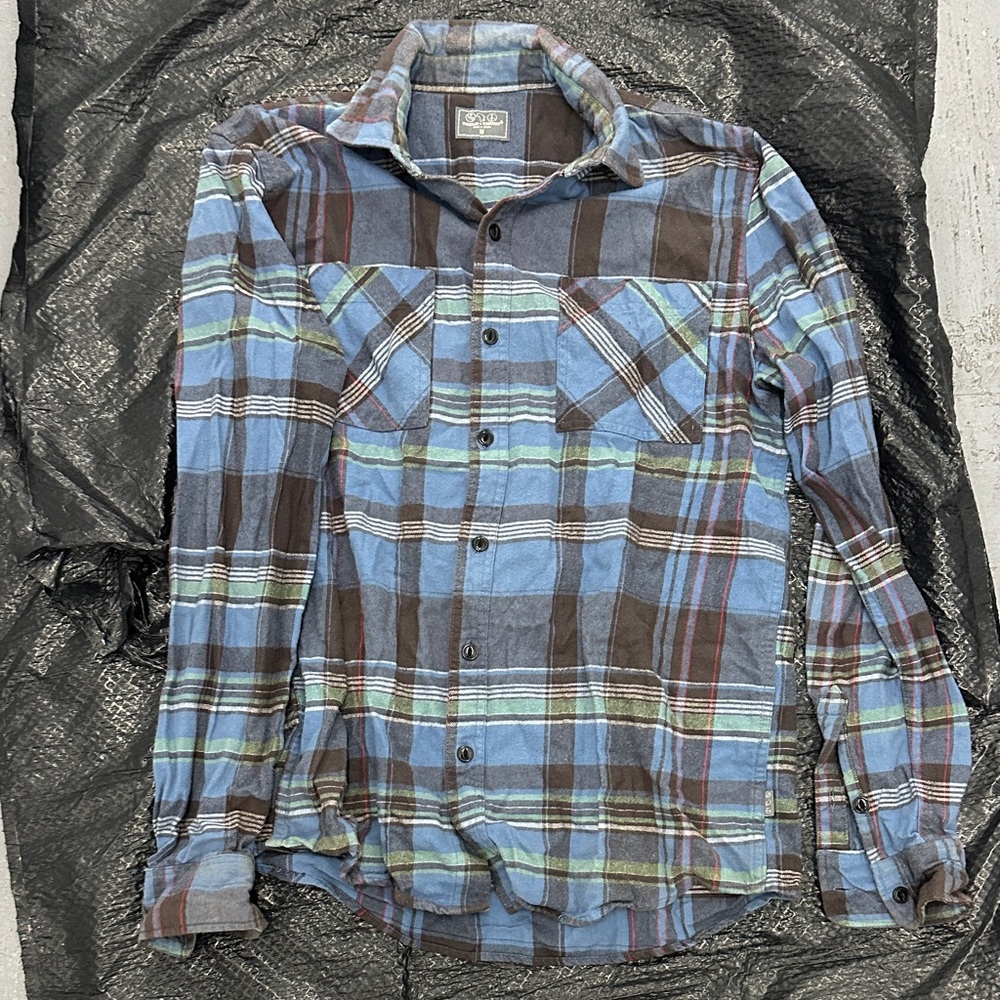 Threads 4 Thought Blue and Brown Plaid Women's Shirt
